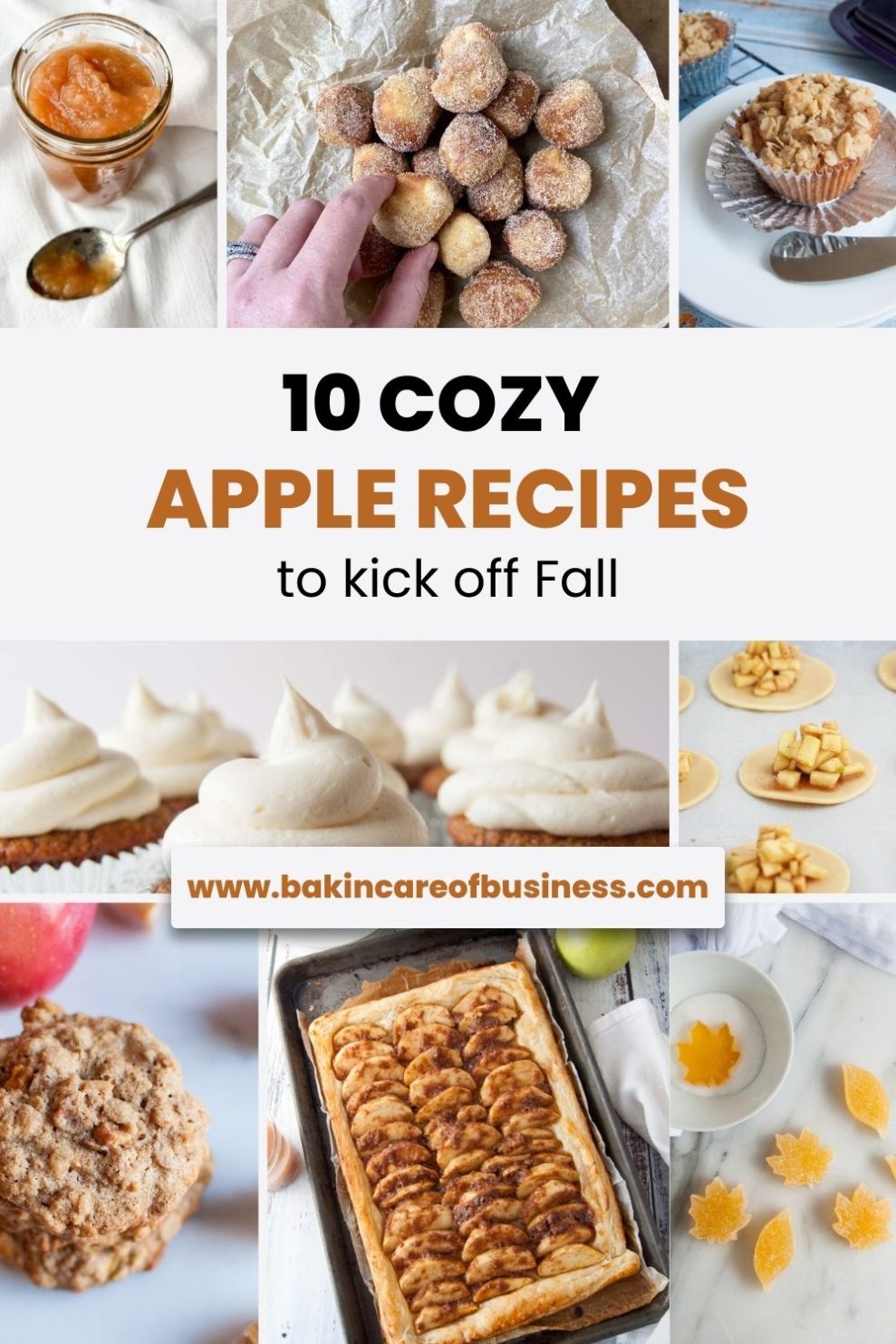 collage of apple recipes with the title 10 cozy apple recipes to kick off fall